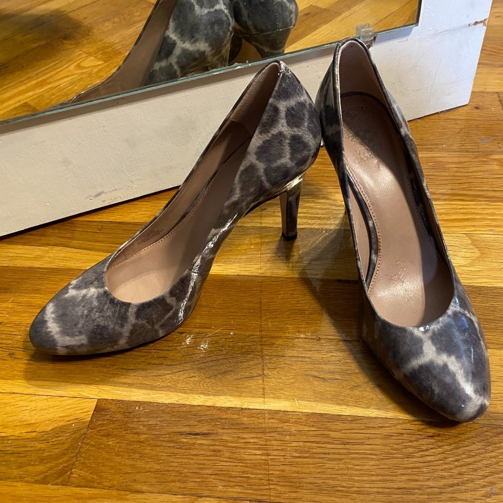 Vince Camuto Faliat Patent Leather Animal Print Heels Size 10